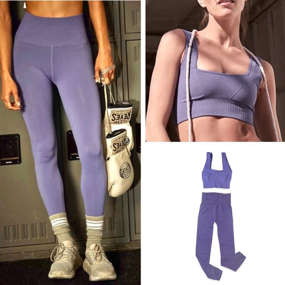 NEW Free People Movement Good Karma Leggings & Sports Bra in Purple_2